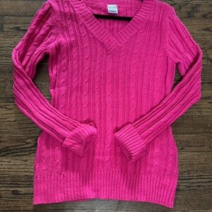 Women's Pink Cable Knit Sweater